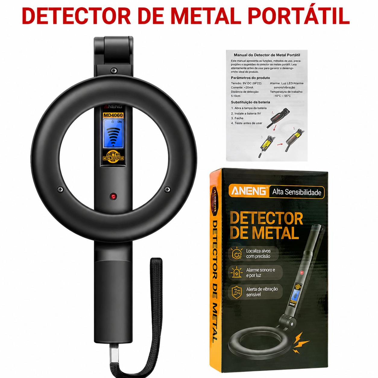 Detetor de Metais Portátil para Procura no Solo