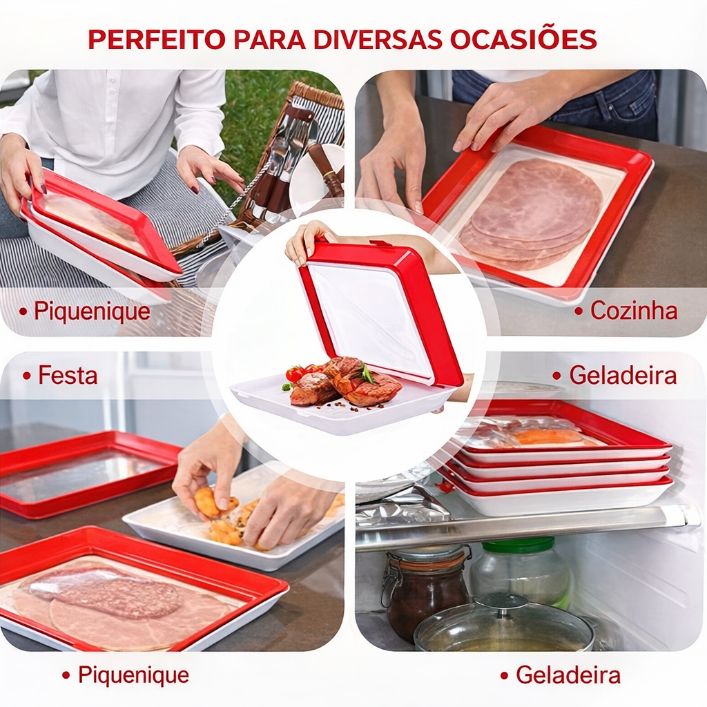 Bandeja Hermética para Conservação de Alimentos