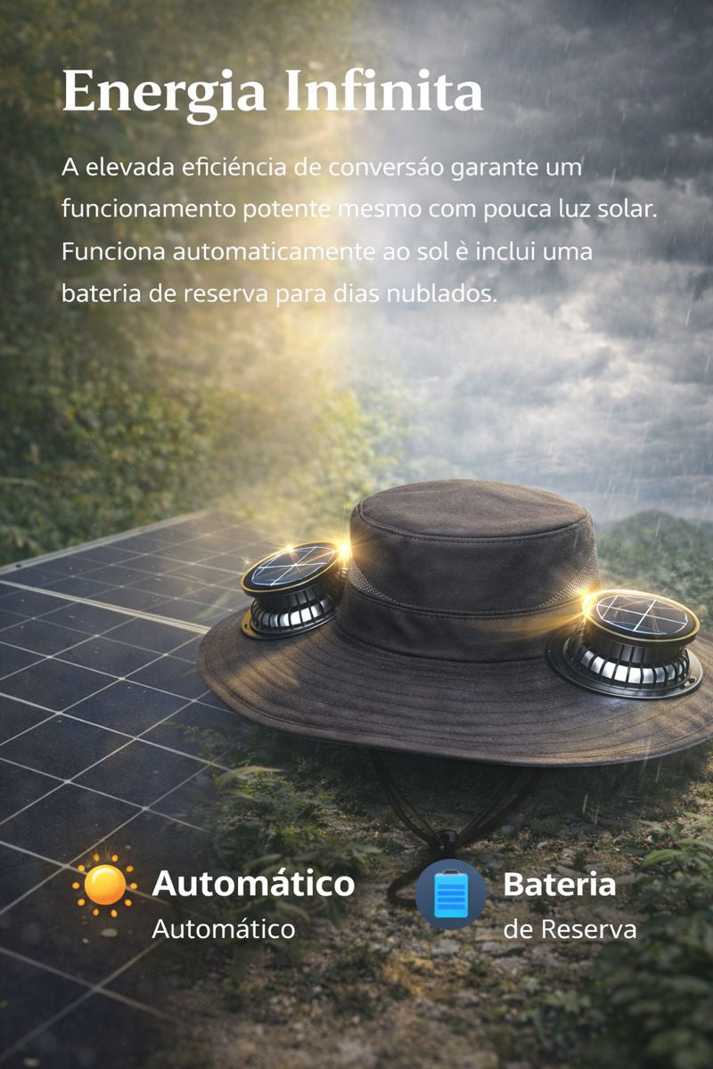 Chapéu Solar com Ventoinha de Arrefecimento