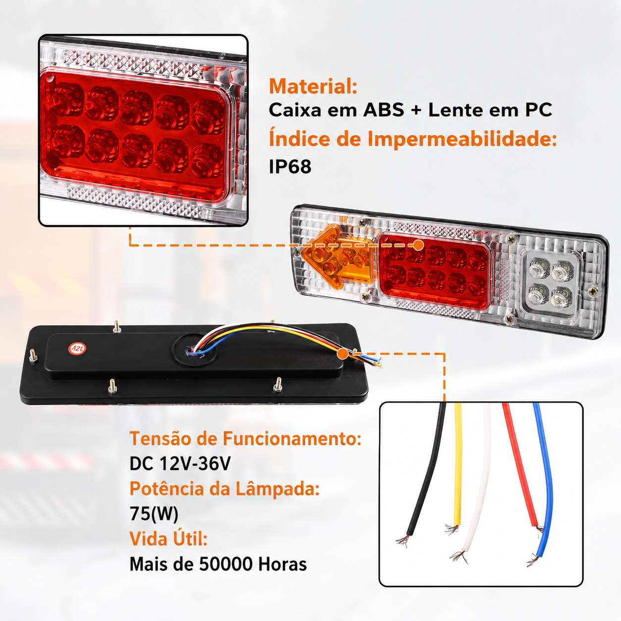 Luz Traseira LED para Triciclo Elétrico 🚛