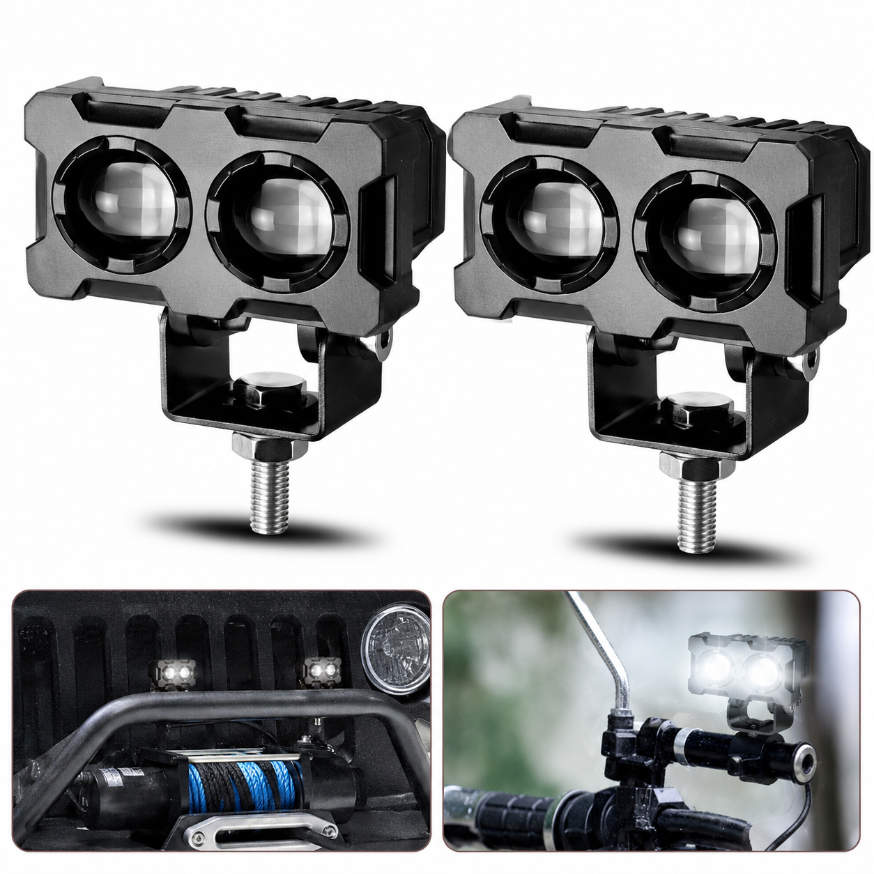 Mini Faróis LED Universais para Moto