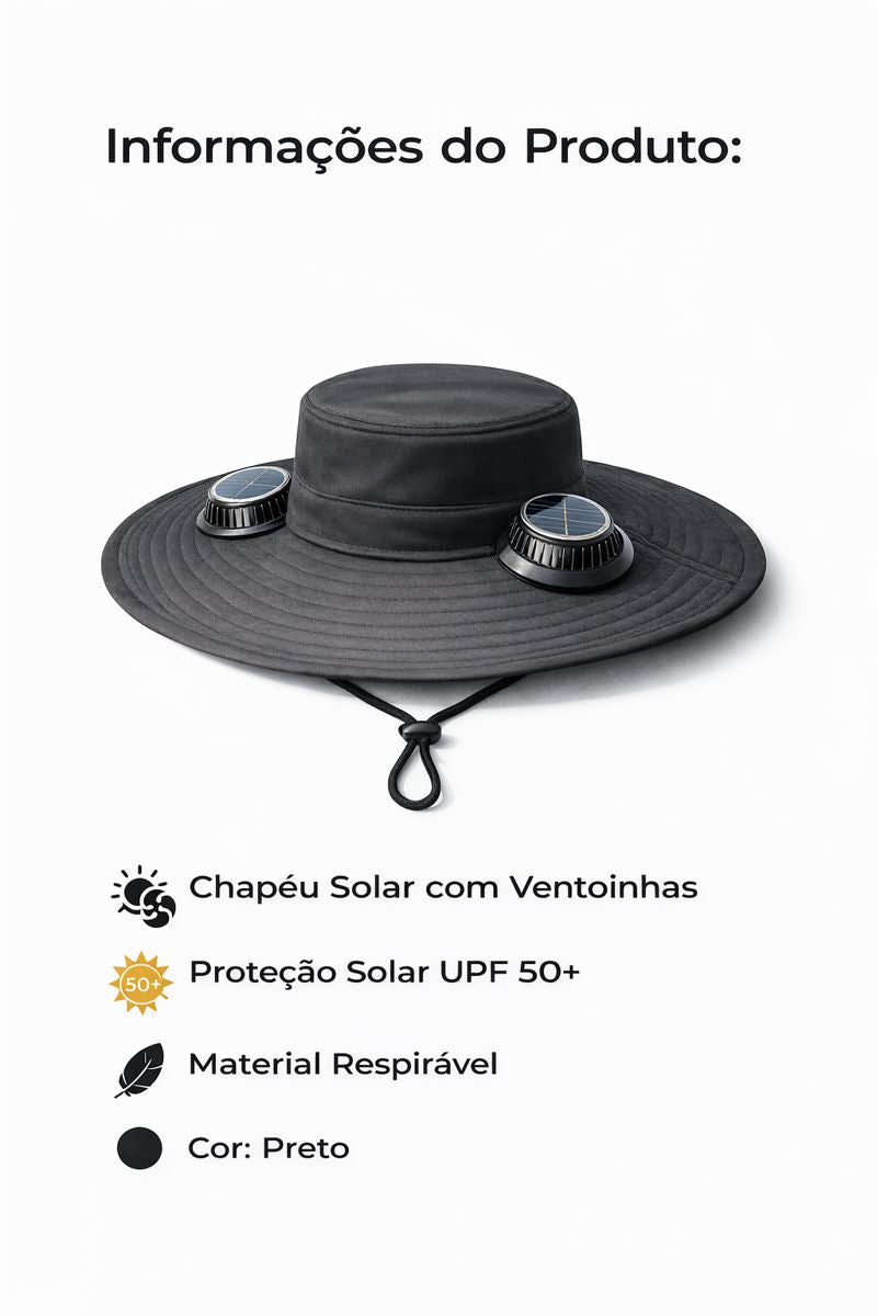Chapéu Solar com Ventoinha de Arrefecimento