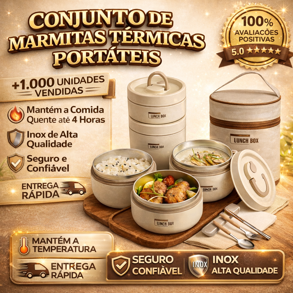 Conjunto de Marmitas Térmicas Portáteis