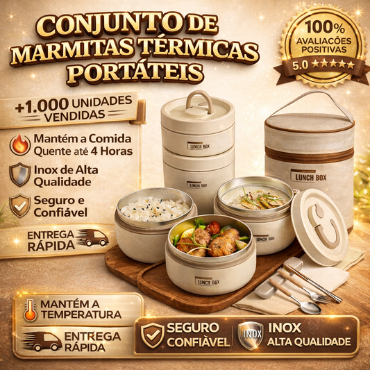 Conjunto de Marmitas Térmicas Portáteis