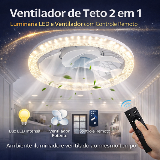 Ventilador de teto inteligente com luz LED