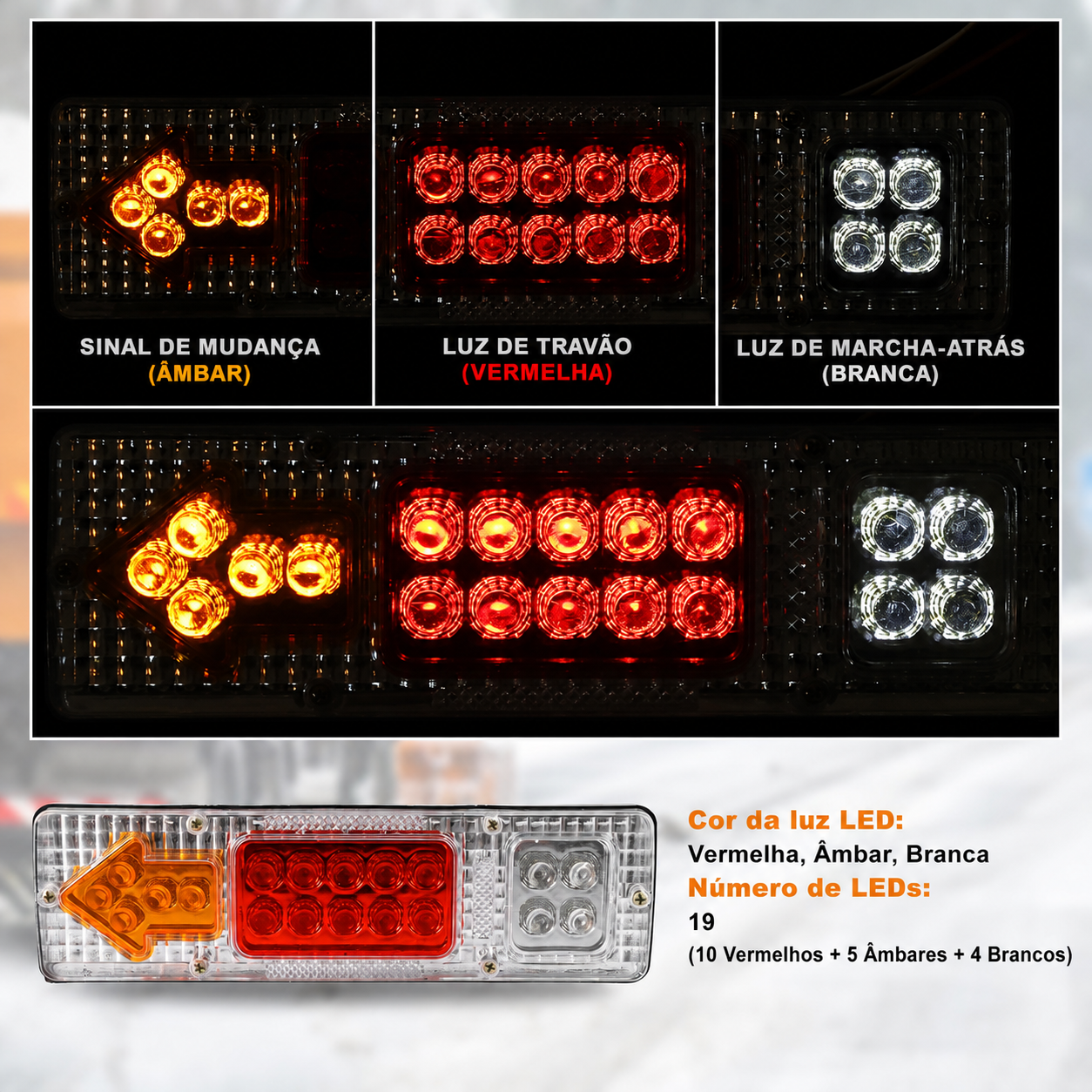 Luz Traseira LED para Triciclo Elétrico 🚛