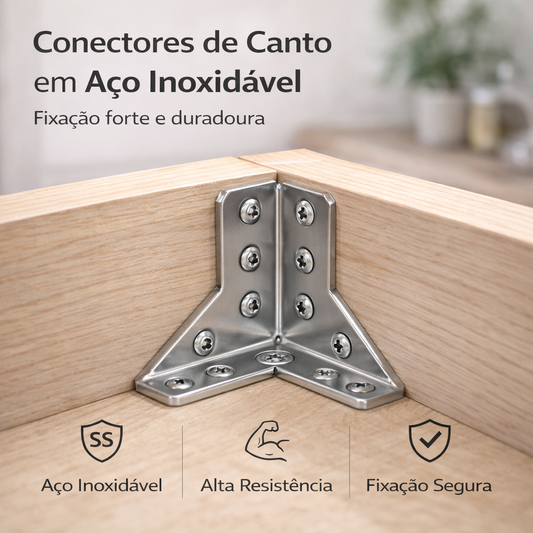 🔥Conectores de Canto em Aço Inoxidável