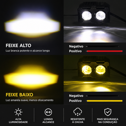 Potente farol LED para moto