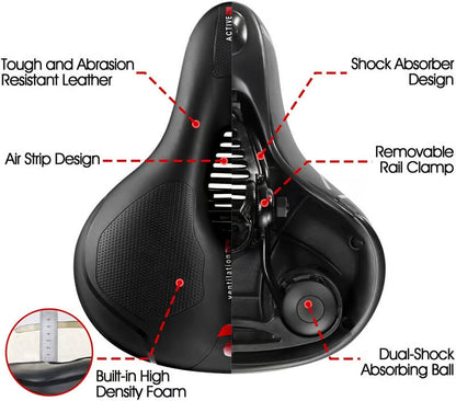 Sella da bicicleta comoda e ampia
