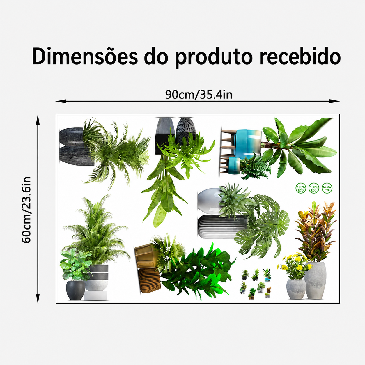 🌿 Autocolante Decorativo de Parede com Folhas Verdes