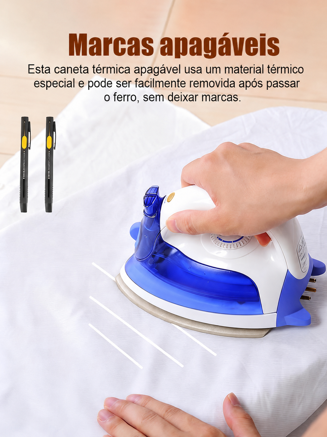 Caneta de tecido apagável por calor
