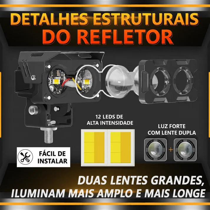 Potente farol LED para moto