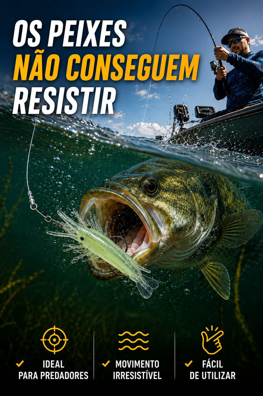 Isca Artificiale Camarão 4cm – Soft Bait Realista 🦐