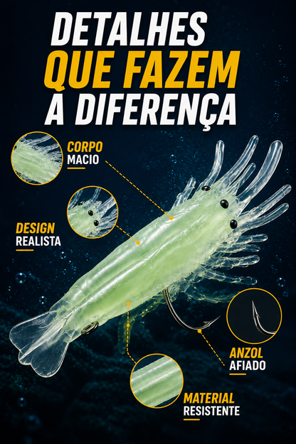 Isca Artificiale Camarão 4cm – Soft Bait Realista 🦐