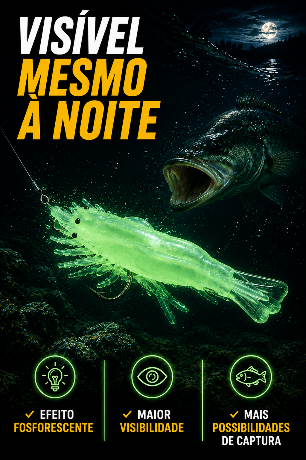 Isca Artificiale Camarão 4cm – Soft Bait Realista 🦐