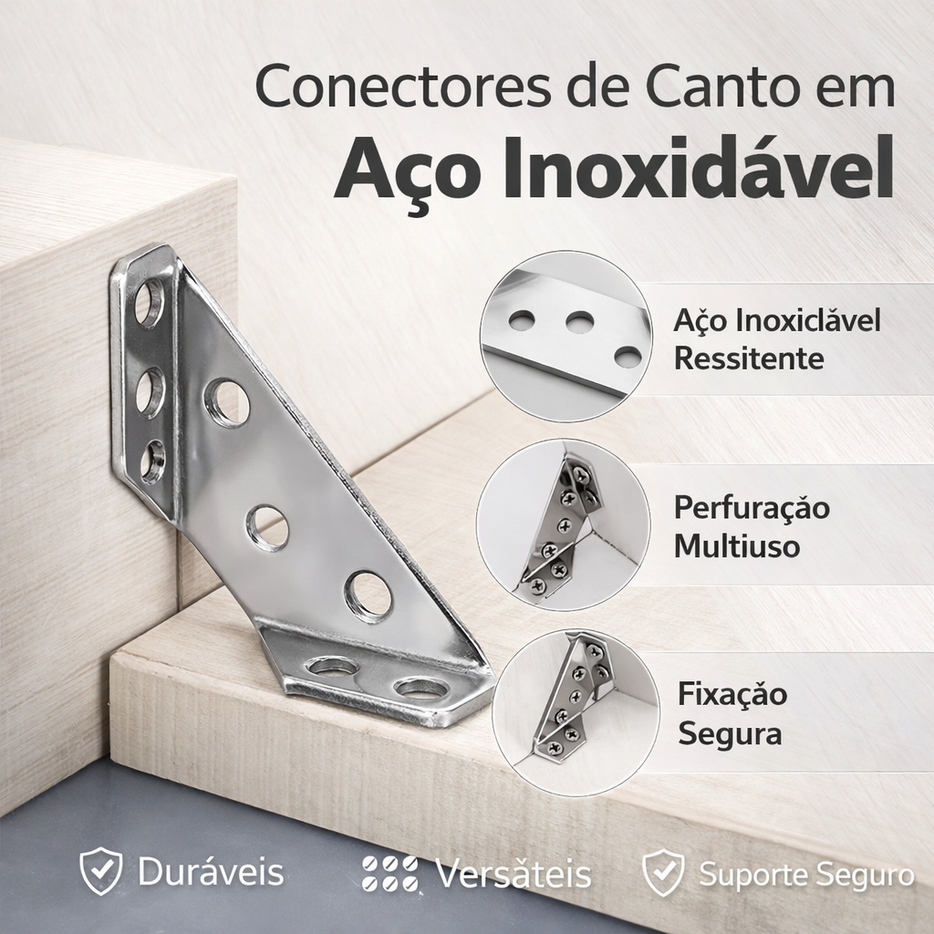 Conectores de Canto em Aço Inoxidável