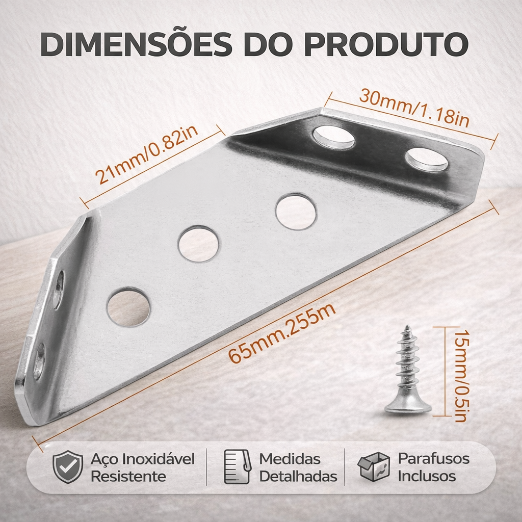 Conectores de Canto em Aço Inoxidável