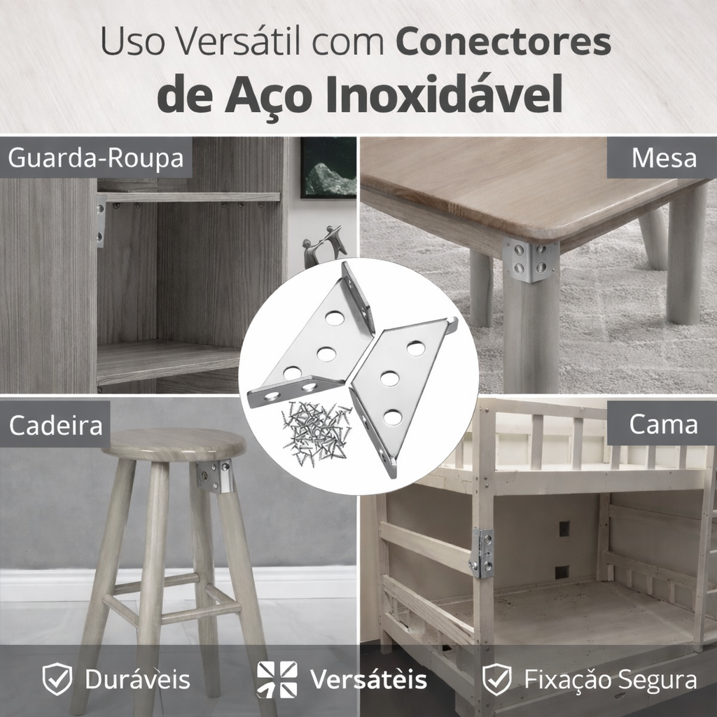 Conectores de Canto em Aço Inoxidável