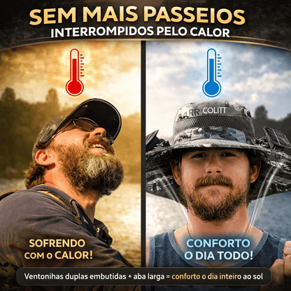 Chapéu com Ventoinha e Proteção Solar