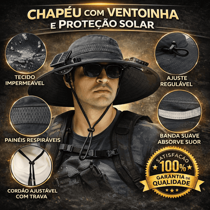 Chapéu com Ventoinha e Proteção Solar