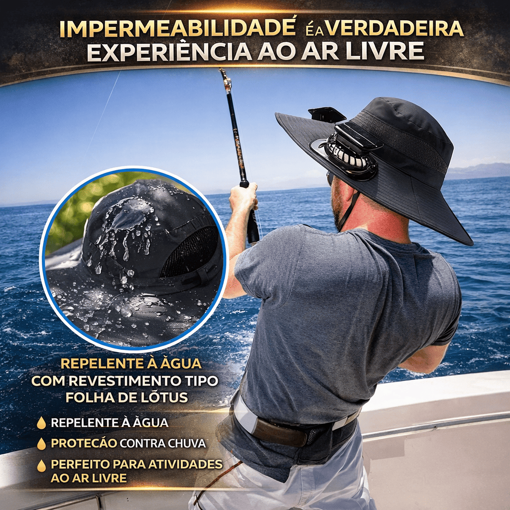 Chapéu com Ventoinha e Proteção Solar
