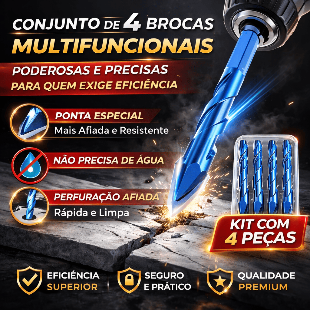 Conjunto de 4 Brocas Multifuncionais