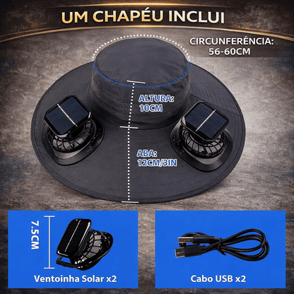Chapéu com Ventoinha e Proteção Solar