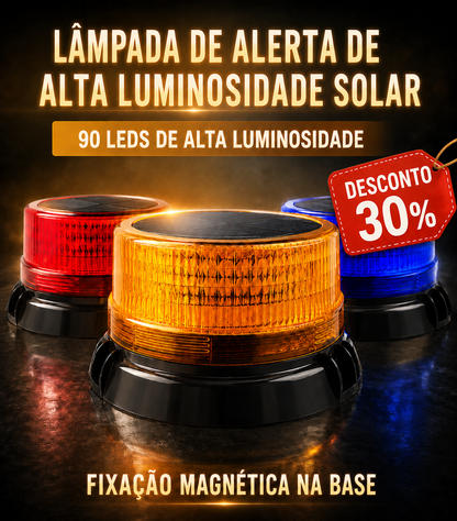 🚨 Luz de Alerta Solar à Prova d'Água com Base Magnética