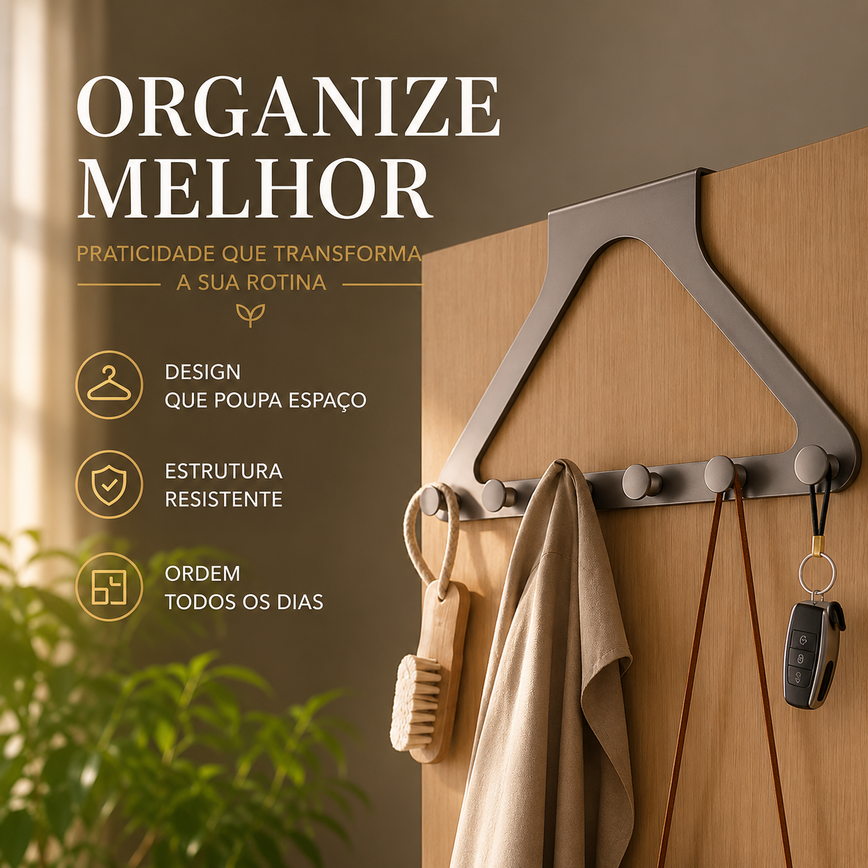 Cabide para Porta sem Furos com Alta Capacidade de Carga