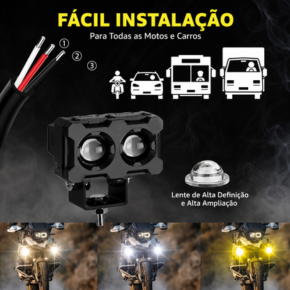 Mini Faróis LED Universais para Moto