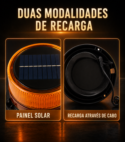 🚨 Luz de Alerta Solar à Prova d'Água com Base Magnética