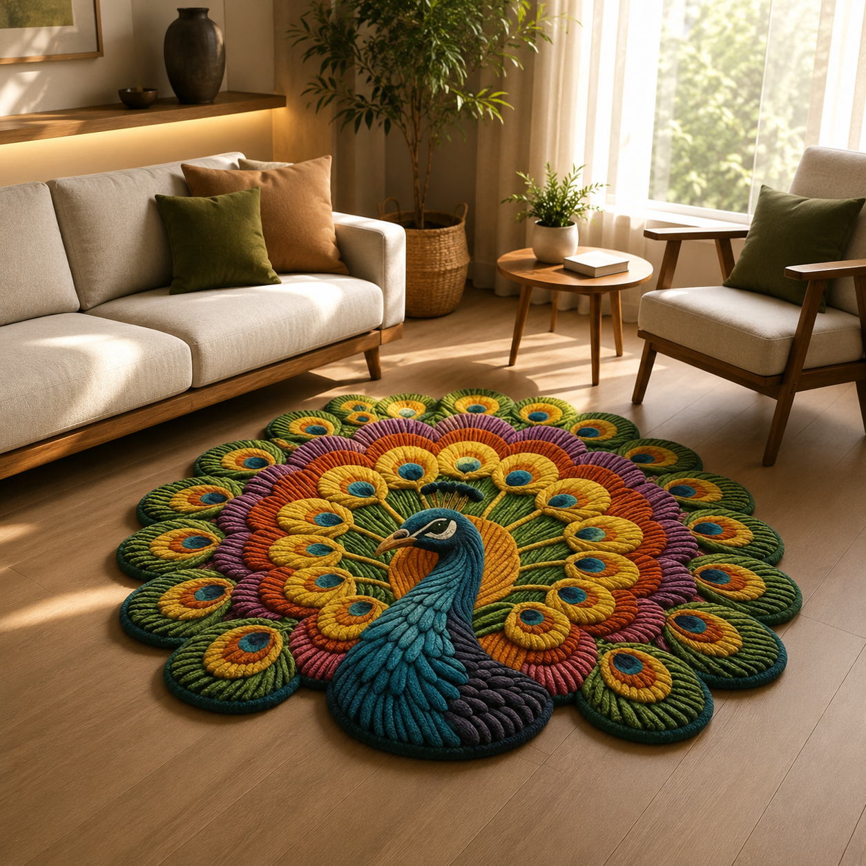 Tappeto 3D Pavone Vishnu: Antiscivolo, Assorbente, Multicolore Per Salotto E Ingresso