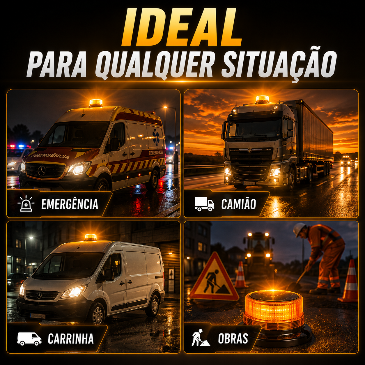 Giroflex LED Solar Magnético Dual Recarregável para Camião e Obras