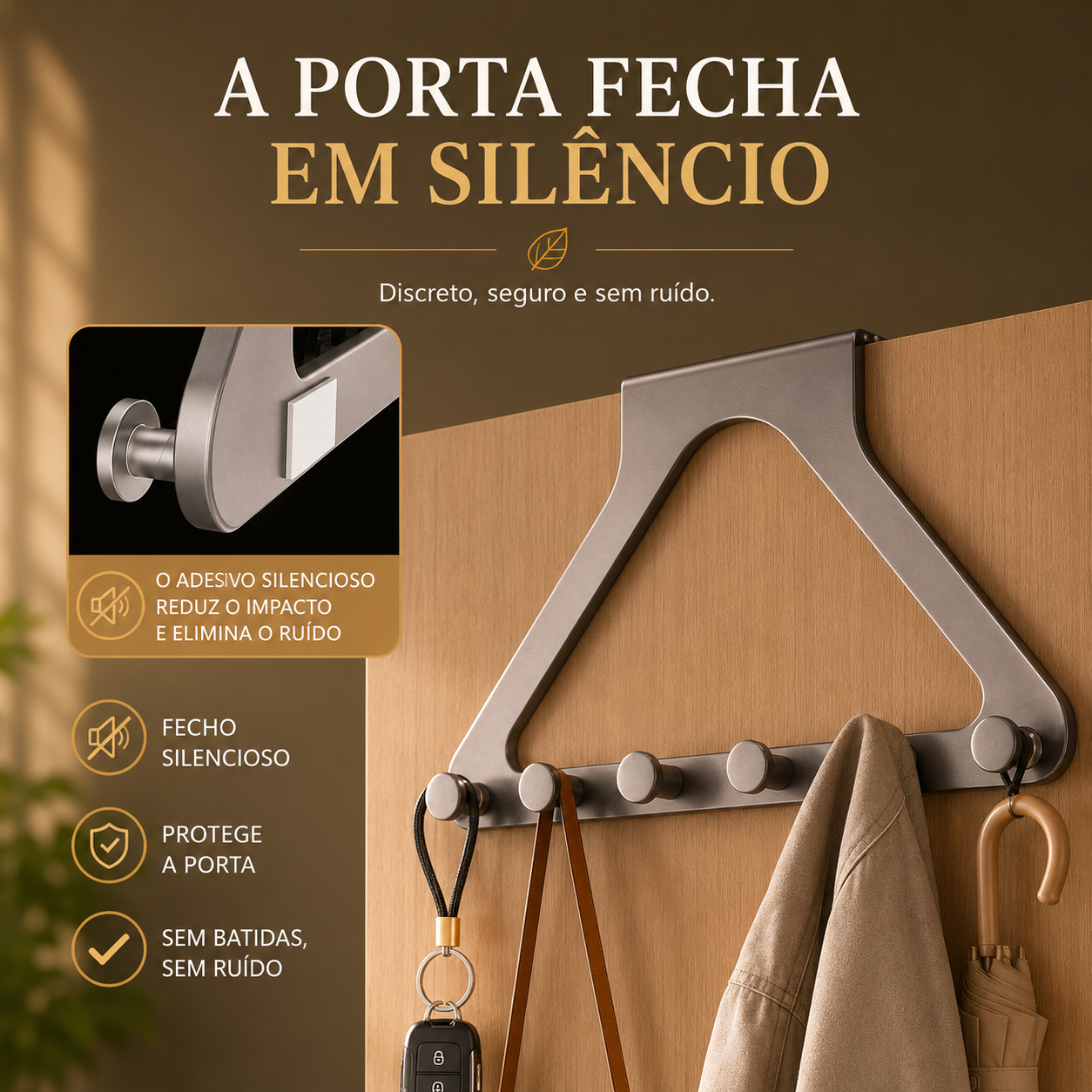 Cabide para Porta sem Furos com Alta Capacidade de Carga
