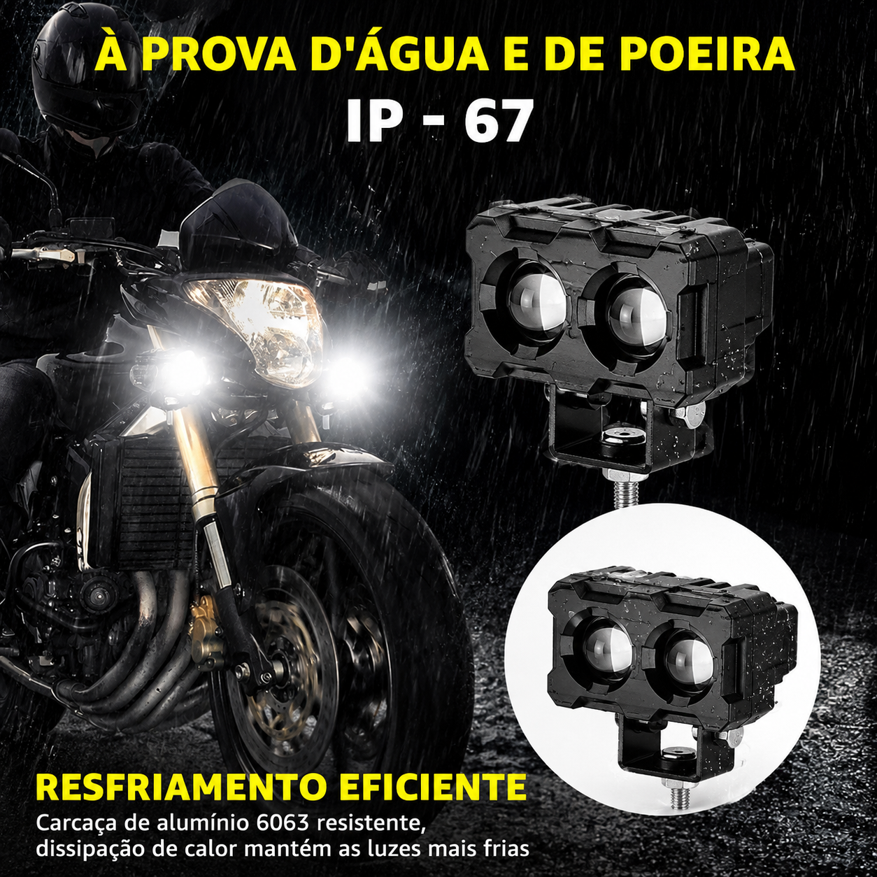 Mini Faróis LED Universais para Moto