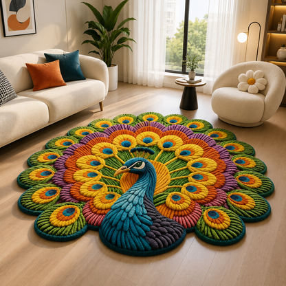 Tappeto 3D Pavone Vishnu: Antiscivolo, Assorbente, Multicolore Per Salotto E Ingresso
