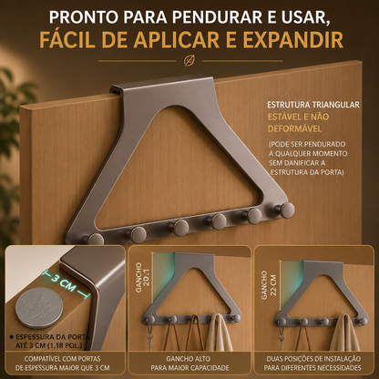 Cabide para Porta sem Furos com Alta Capacidade de Carga