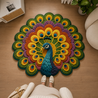 Tappeto 3D Pavone Vishnu: Antiscivolo, Assorbente, Multicolore Per Salotto E Ingresso