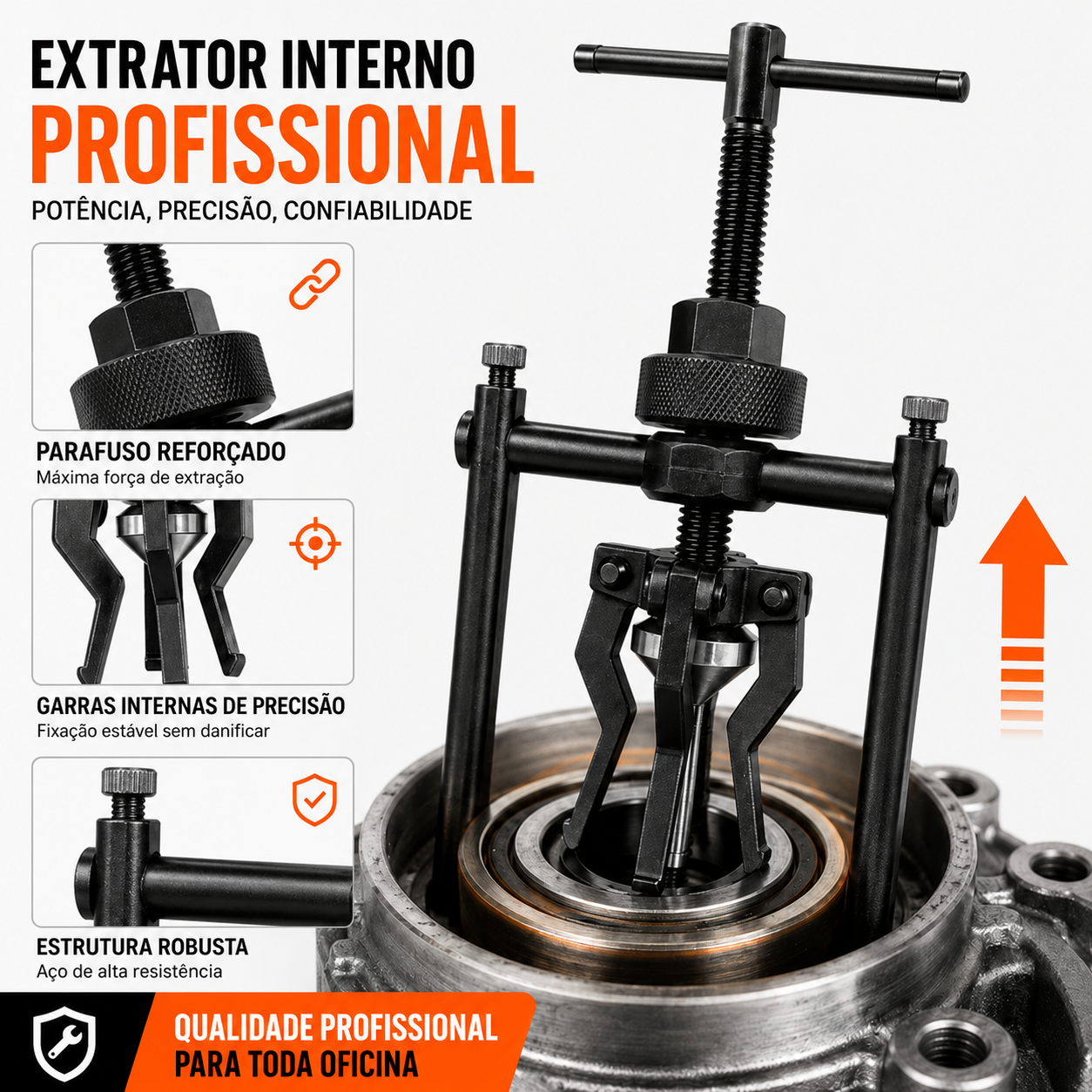 Extrator de rolamentos multiuso de 3 garras