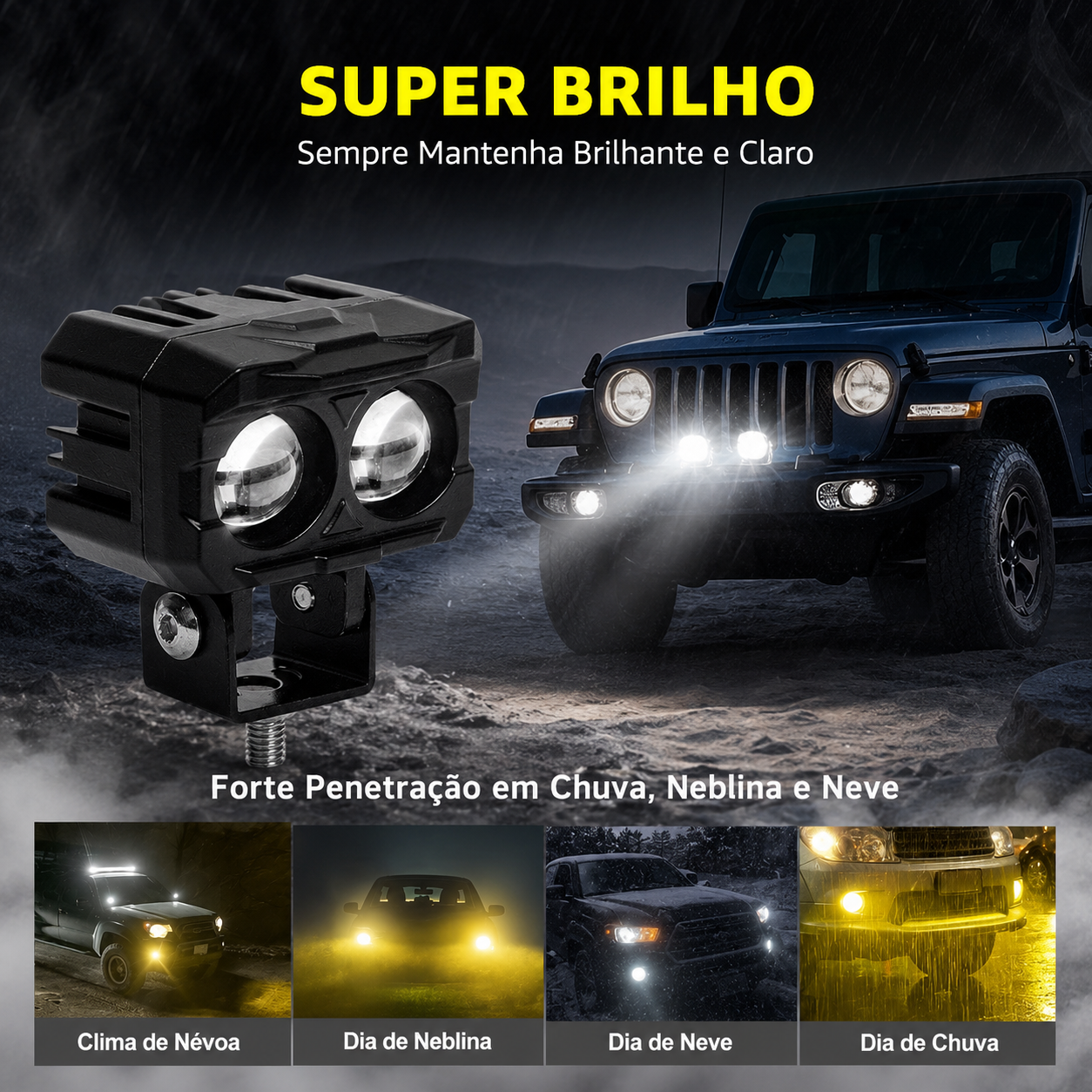 Mini Faróis LED Universais para Moto