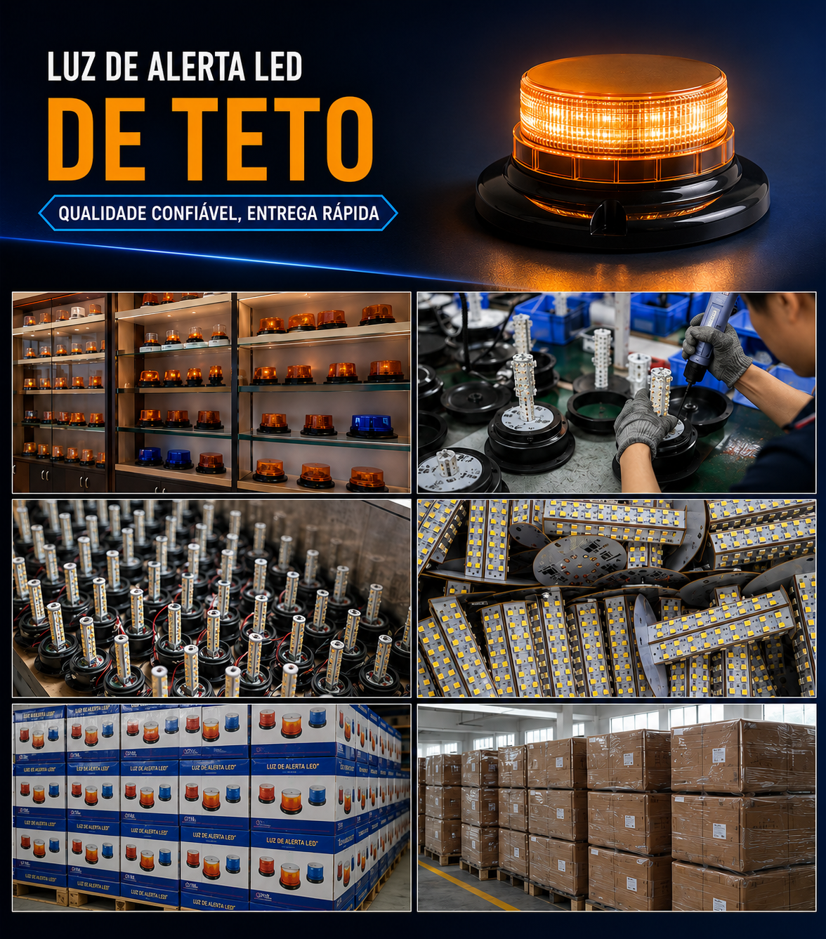 🚨 Luz de Alerta Solar à Prova d'Água com Base Magnética
