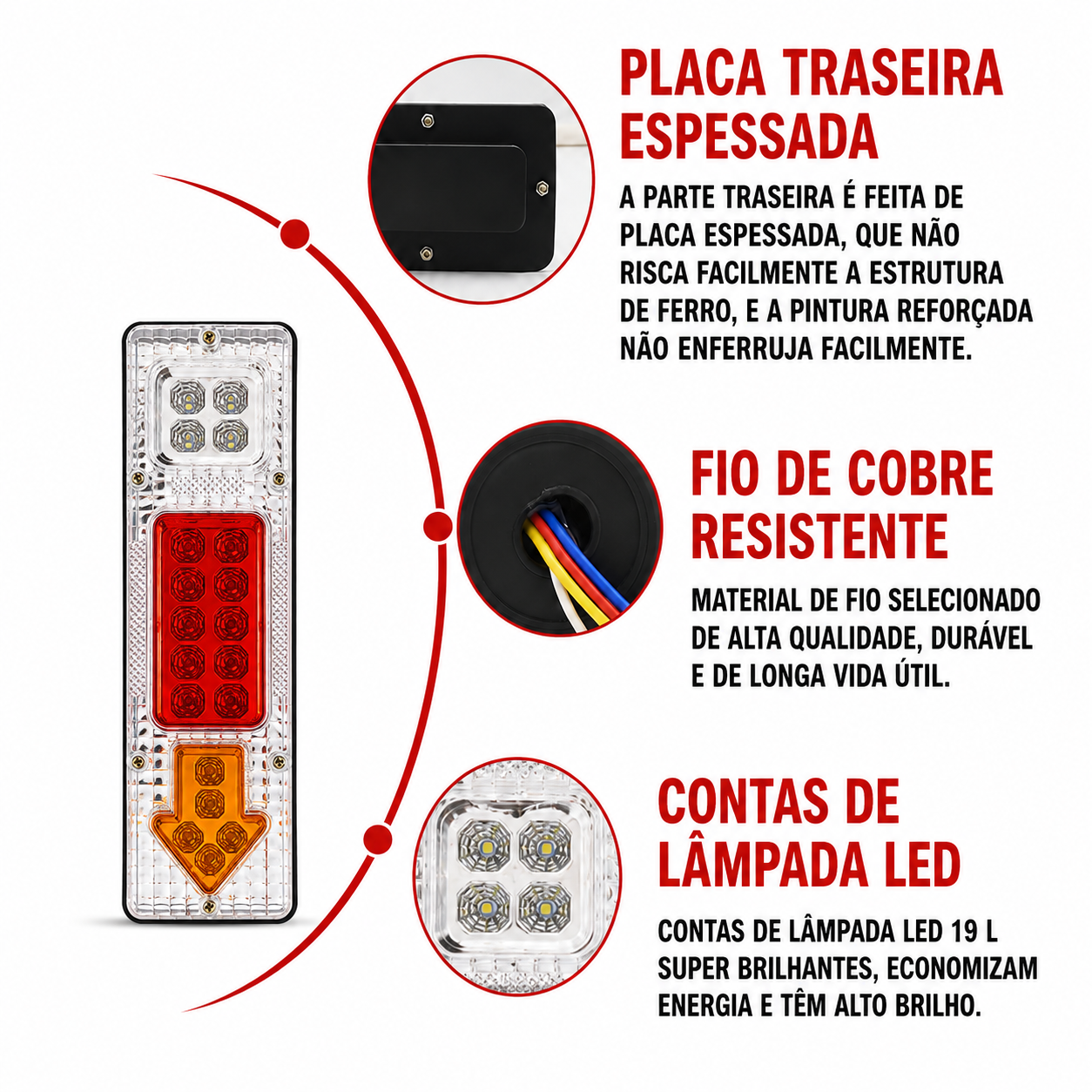 Farolim traseiro LED para camião e reboque