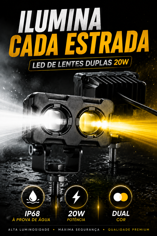 Faróis LED duplos 50W – Iluminação ultra potente