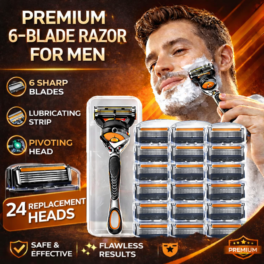 Barbeador 6 Lâminas Premium – Suave Sem Irritação