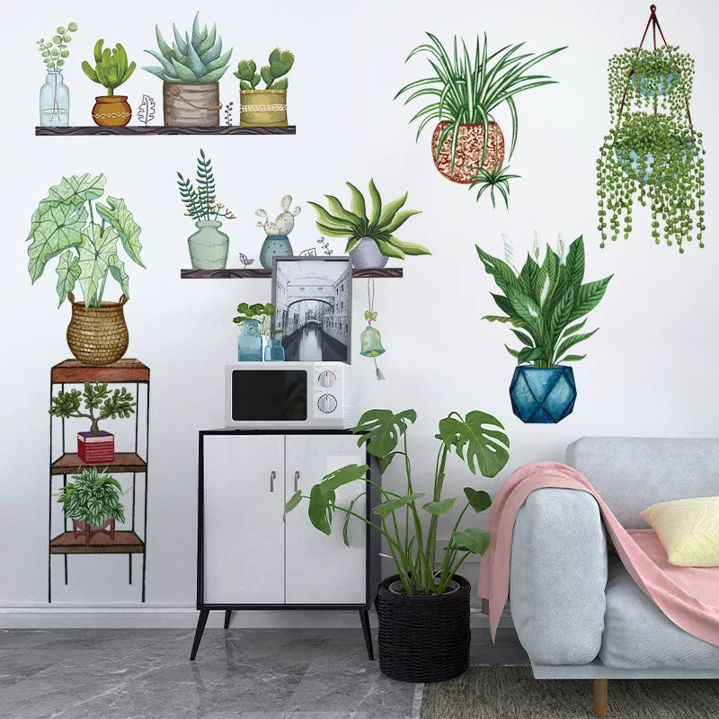 🌿 Autocolante Decorativo de Parede com Folhas Verdes
