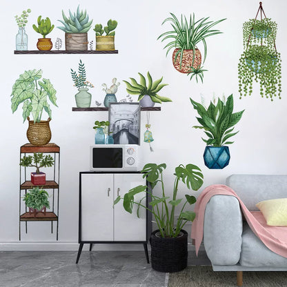 🌿 Autocolante Decorativo de Parede com Folhas Verdes
