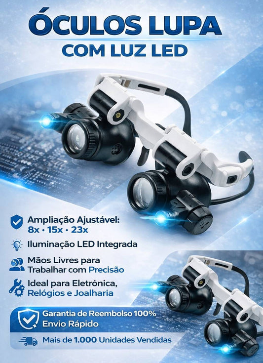 Óculos Lupa com Luz LED