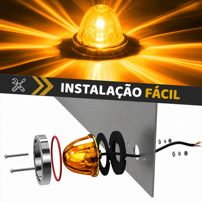 Luz LED Melancia 3.5 Polegadas Âmbar com Aro em Aço Inox
