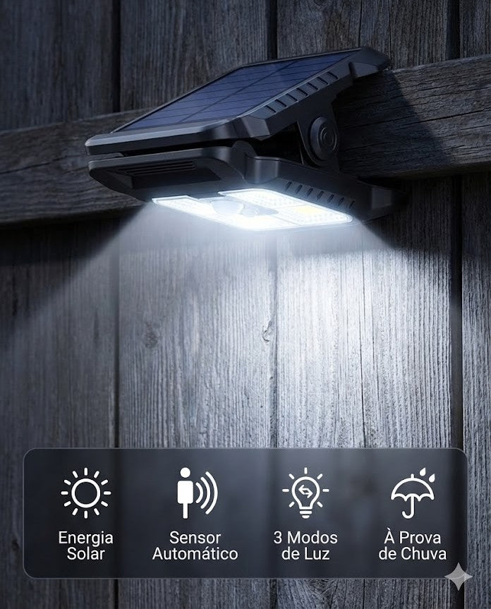 Luz solar de exterior com clip